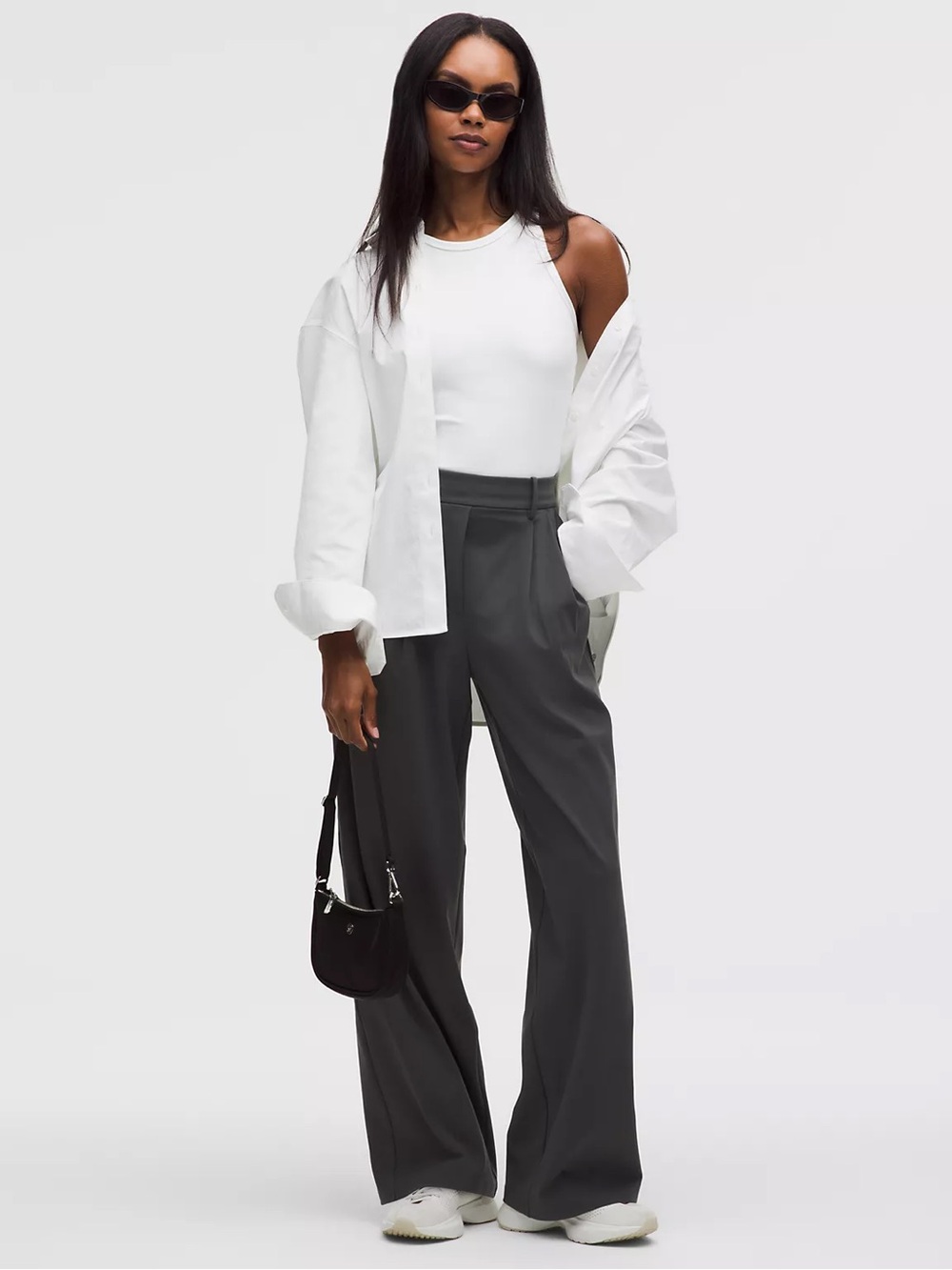 Lululemon Wide-Leg High-Rise Trousers in Charcoal Gray (Short)